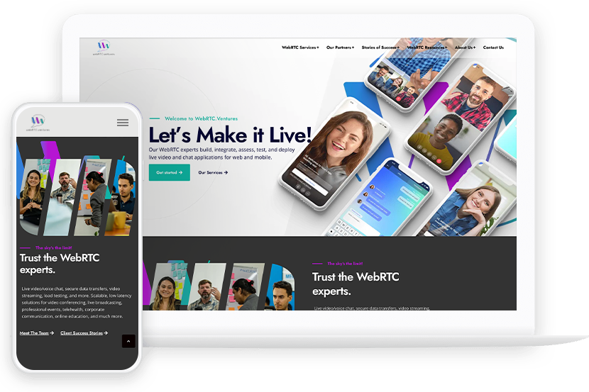 WebRTC.ventures Project Interface with real-time communication solutions